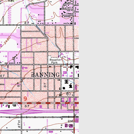 Topographic Map of Precious Blood Catholic Church, CA