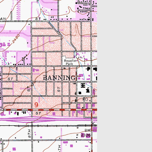 Topographic Map of Precious Blood Catholic School, CA