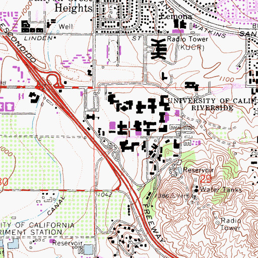 Topographic Map of Rupert Costo Library of the American Indian, CA