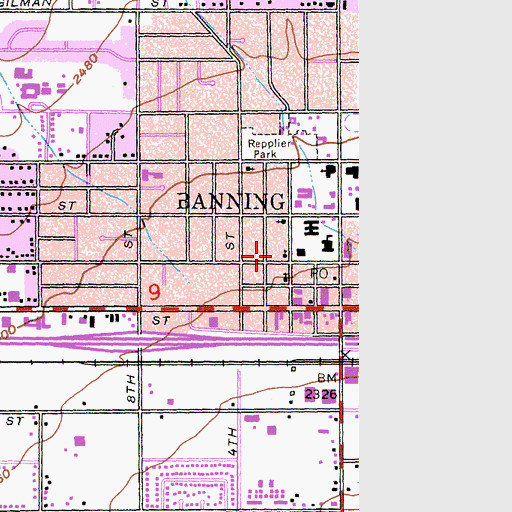 Topographic Map of Saint Agnes Episcopal Church, CA