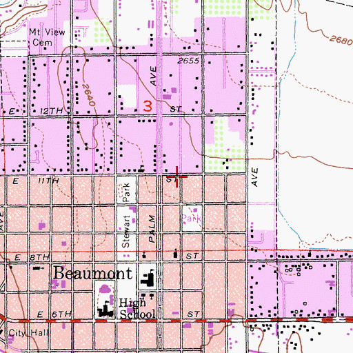 Topographic Map of San Andreas High School, CA