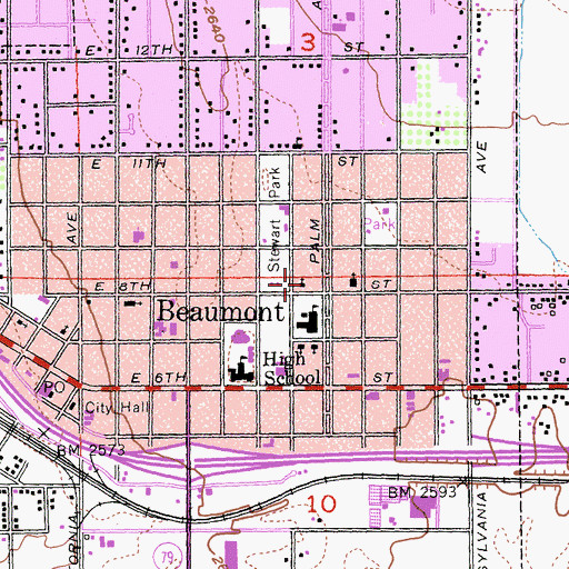 Topographic Map of The Potters House Christian Fellowship Church, CA