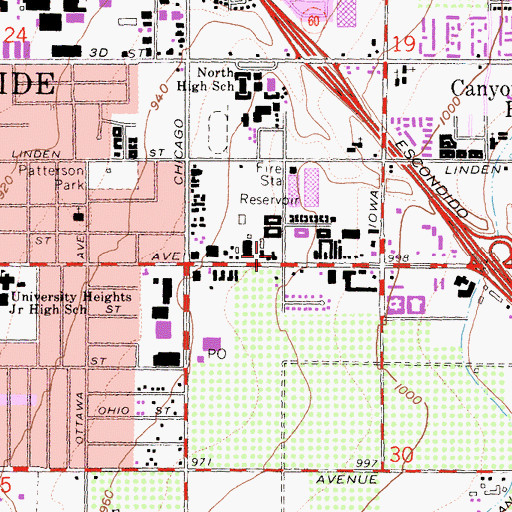 Topographic Map of University Center Shopping Center, CA