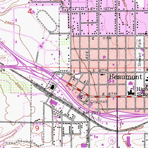 Topographic Map of Wellwood Elementary School, CA