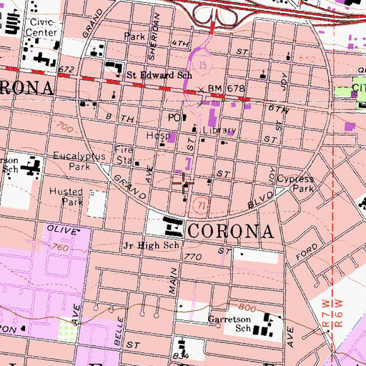 Topographic Map of Central Church of Christ, CA