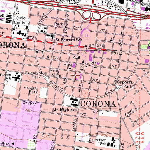 Topographic Map of Church of Christ, CA