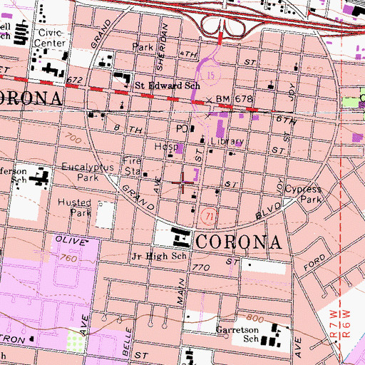 Topographic Map of Church of the Nazarene, CA