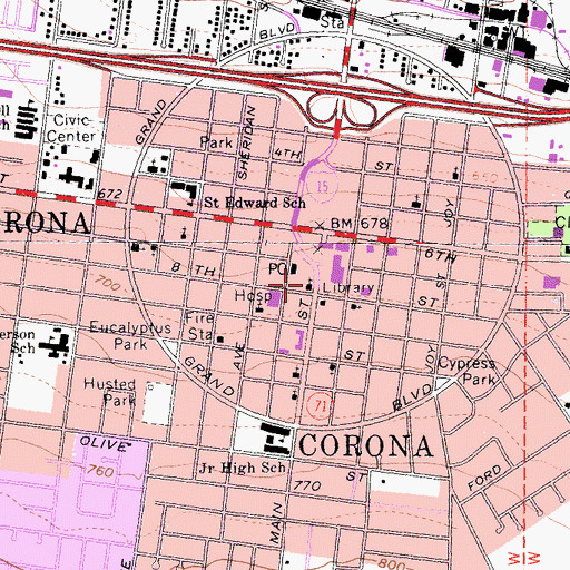 Topographic Map of First Baptist Church, CA