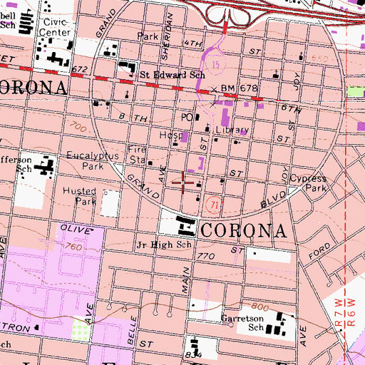Topographic Map of First Church of God, CA