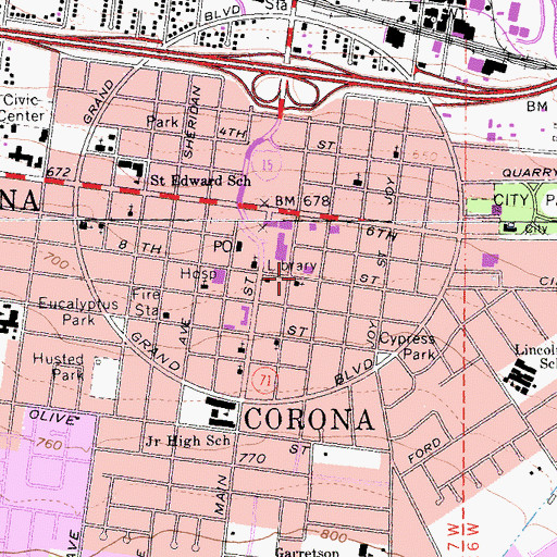 Topographic Map of First Congregational Church, CA