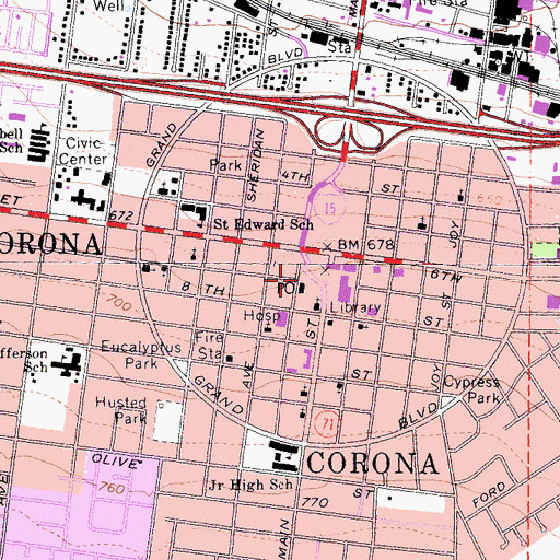 Topographic Map of Four Square Gospel Church (historical), CA