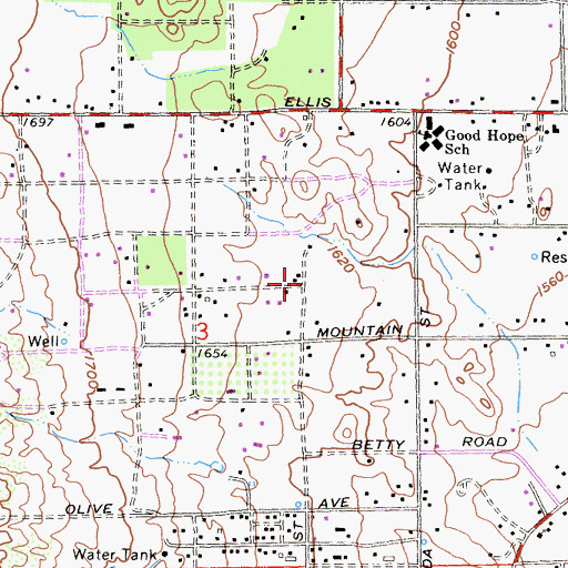 Topographic Map of Higher Ground Baptist Church, CA