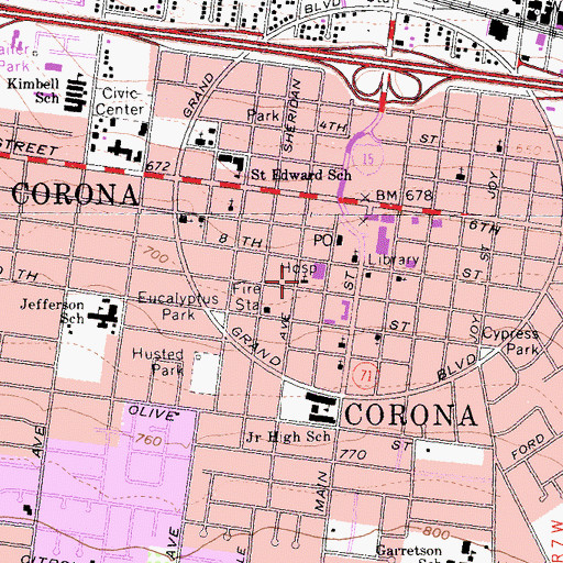 Topographic Map of Seventh Day Adventist Church, CA