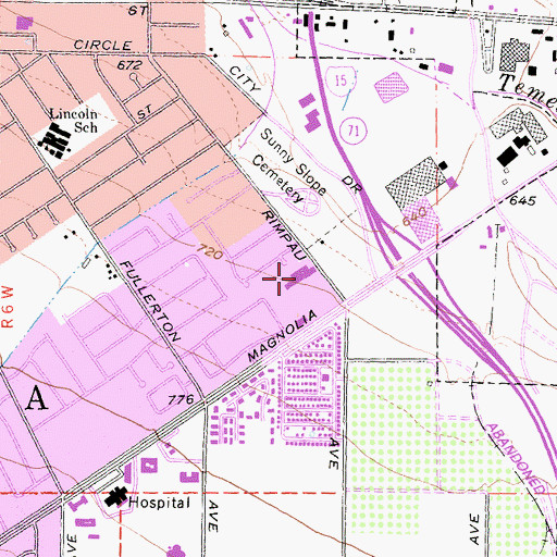 Topographic Map of Temscal Village Plaza Shopping Center, CA
