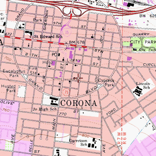 Topographic Map of Victoria Park, CA