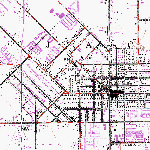 Topographic Map of Central Church of Christ, CA