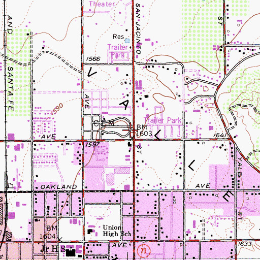 Topographic Map of Farmers Corner Shopping Center, CA