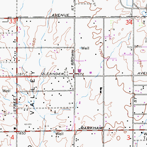 Topographic Map of Glen View Elementary School, CA