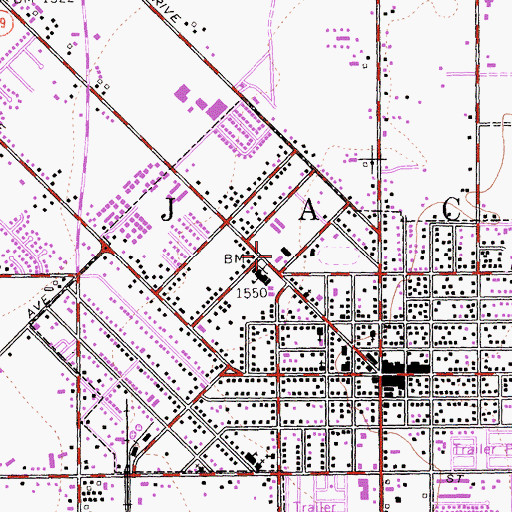 Topographic Map of Monte Vista Middle School, CA