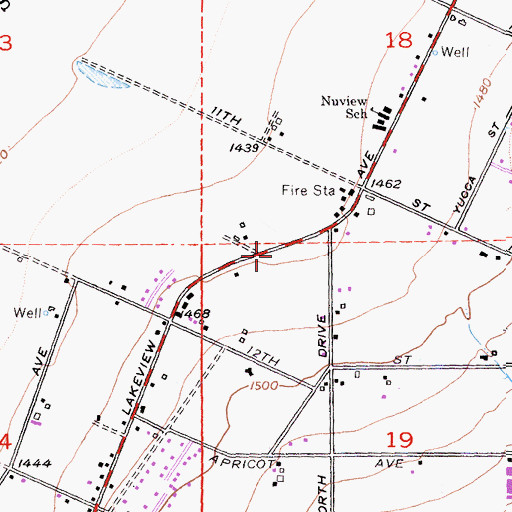 Topographic Map of Nuevo Post Office, CA