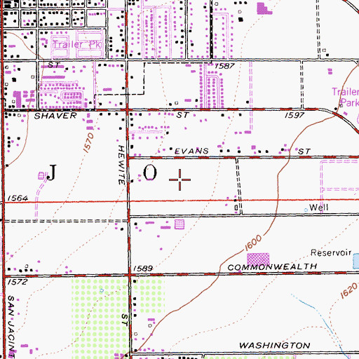 Topographic Map of Rancho Park, CA