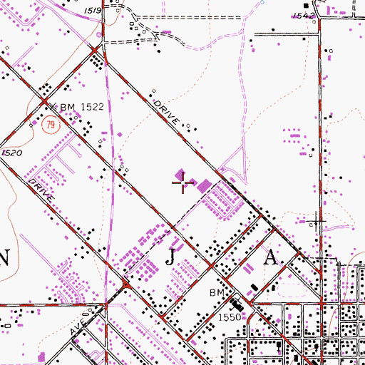 Topographic Map of San Jacinto Senior High School, CA