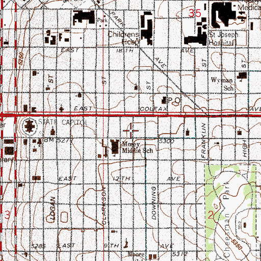 Topographic Map of Emerson School (historical), CO