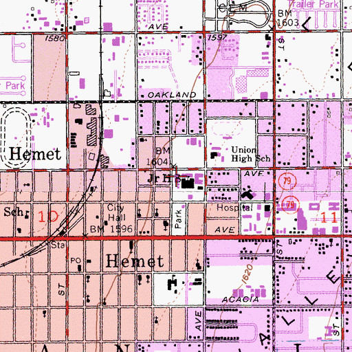 Topographic Map of West Valley High School, CA