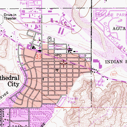 Topographic Map of Cathedral City Branch Riverside City and County Public Library, CA