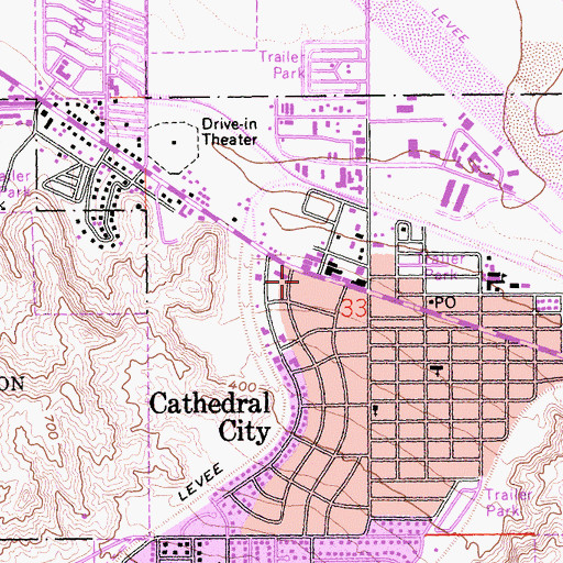 Topographic Map of Cathedral City Shopping Plaza Shopping Center, CA
