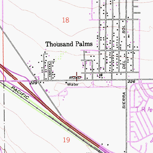 Topographic Map of Thousand Palms Post Office, CA