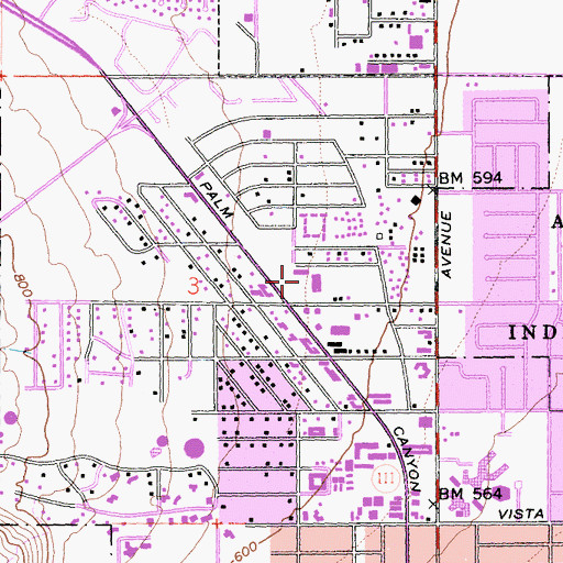Topographic Map of Loehmanns Plaza Shopping Center, CA