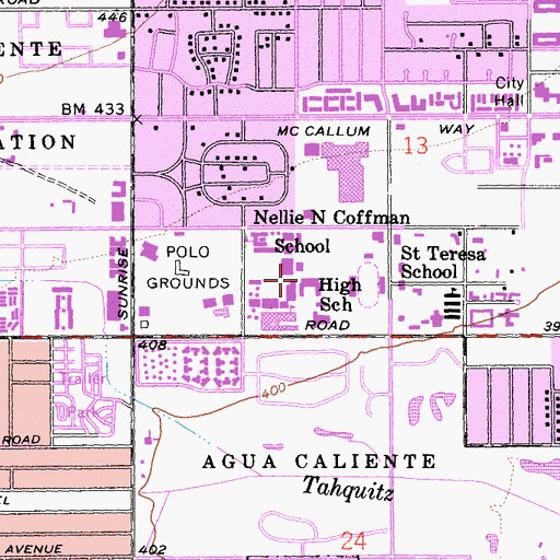 Topographic Map of Palm Springs High School, CA