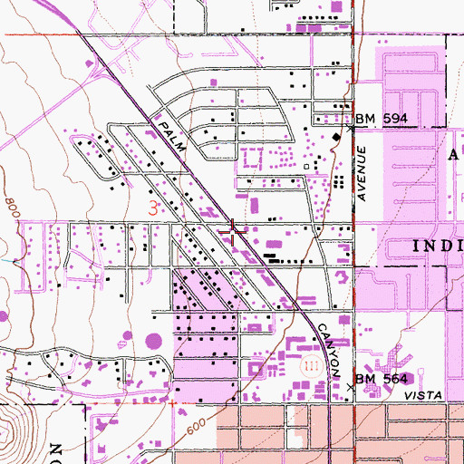 Topographic Map of Palm Springs Square Shopping Center, CA
