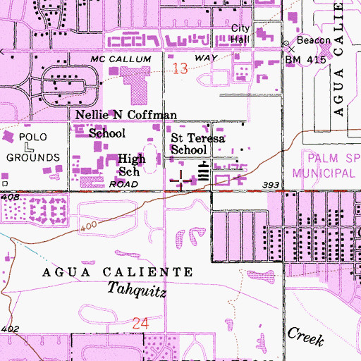 Topographic Map of Saint Theresas Roman Catholic Church, CA