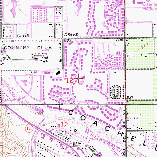 Topographic Map of Sunrise Country Club, CA