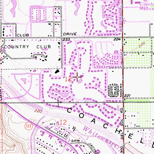 Topographic Map of Sunrise Country Club, CA