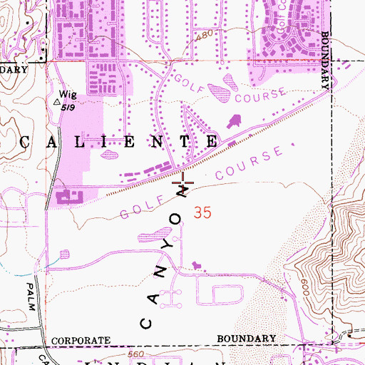 Topographic Map of Canyon Country Club South Golf Course, CA