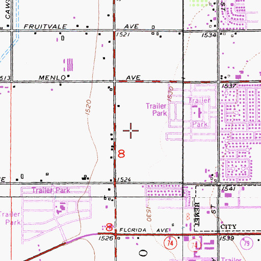Topographic Map of Colonial Country Club, CA