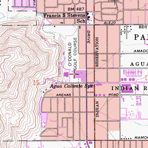 Topographic Map of Desert Fashion Plaza Shopping Center, CA