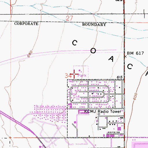 Topographic Map of Desert Highland Park, CA
