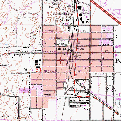 Topographic Map of First Baptist Church, CA