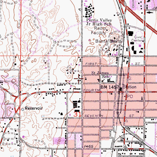 Topographic Map of First Congregational Church, CA