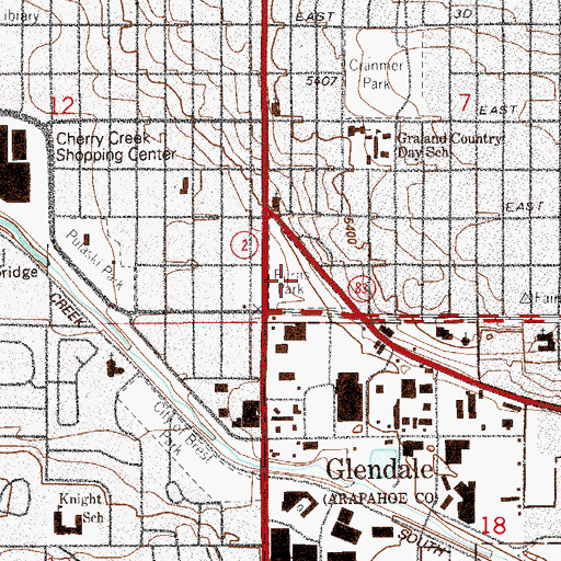 Topographic Map of Burns Park, CO