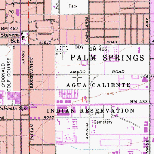 Topographic Map of Palm Springs Convention Center, CA