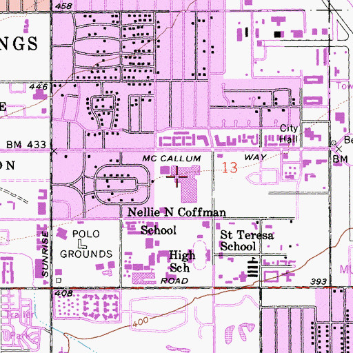 Topographic Map of Palm Springs Mall Shopping Center, CA