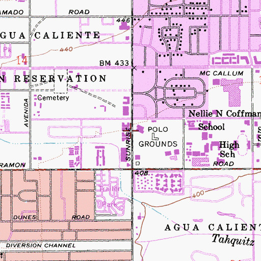 Topographic Map of Palm Springs Public Library, CA