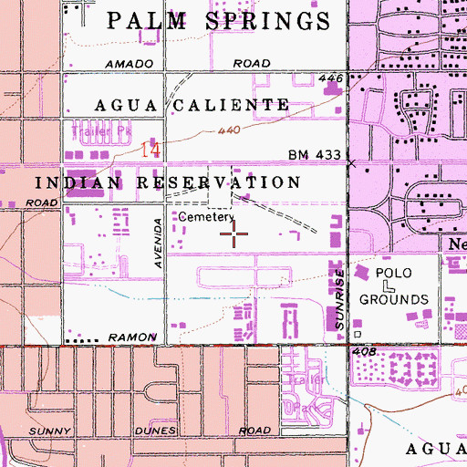 Topographic Map of Palm Springs Tennis Center, CA