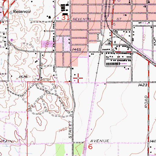 Topographic Map of Perris Community Adult School, CA