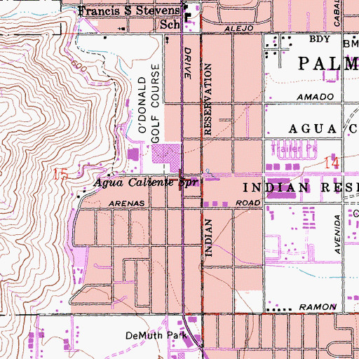 Topographic Map of Plaza de las Flores Shopping Center, CA